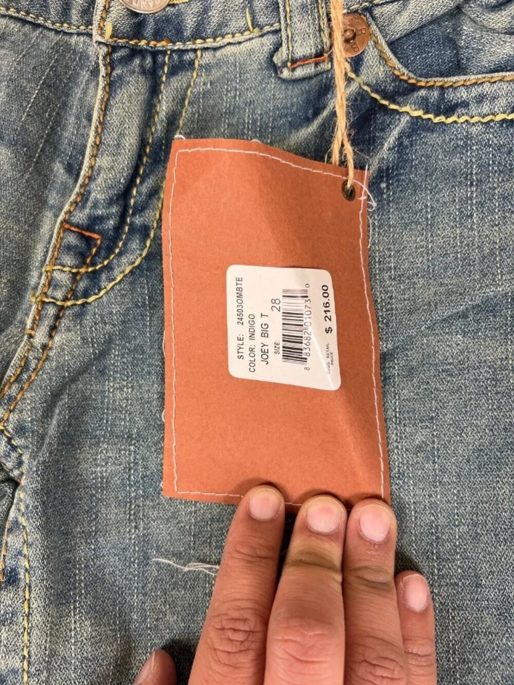 DEADSTOCK True Religion Joey Big T Jeans 28 Made in USA NWT Vintage Indigo Flare - Picture 3 of 12